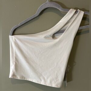 White - off the shoulder crop top